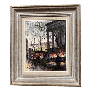 Yves Gonec, Lively View of Paris, 1950s, Oil Painting on Canvas For Sale