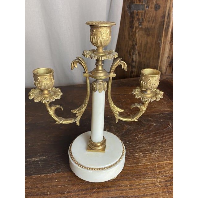Antique French Bronze and Marble Candleholders from Befos, Set of 2 For Sale - Image 4 of 18