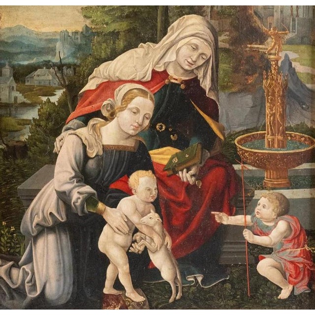 Flemish School, Virgin and Child, 16th Century, Oil on Panel For Sale - Image 5 of 7