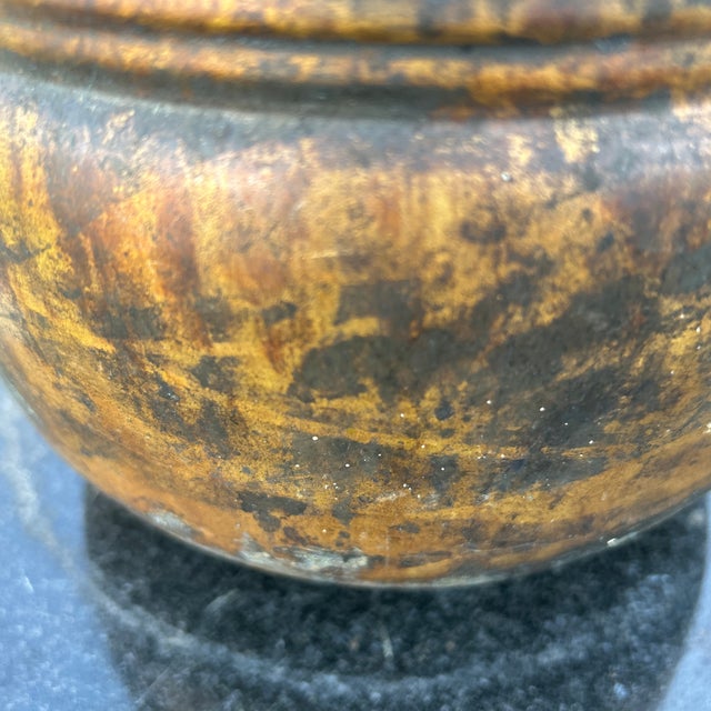 Metal Antique Rustic Brass Planter/Cachepot Natural Patina For Sale - Image 7 of 12