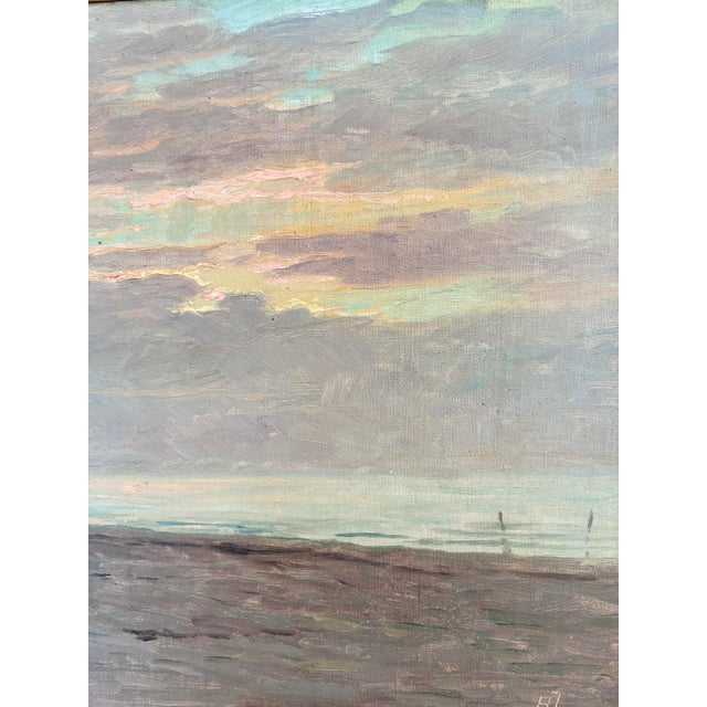Impressionist Vintage Original Seascape Oil Painting, Signed Beachside Art For Sale - Image 3 of 14