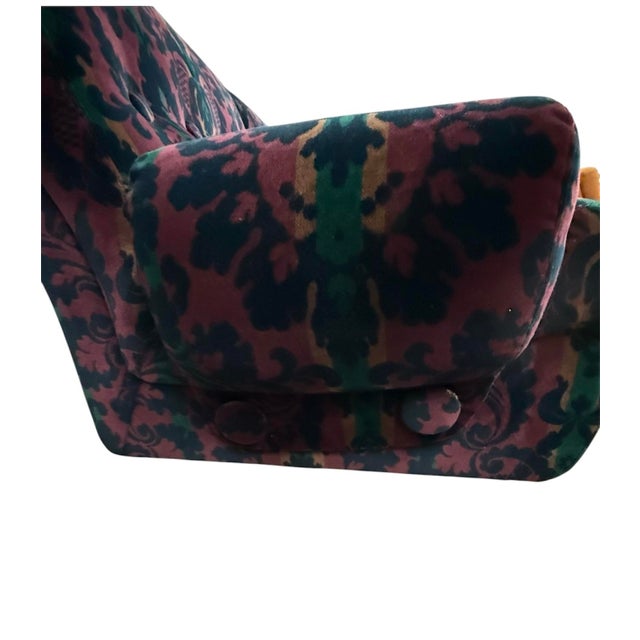 Textile Set of Vintage Patterned Velvet Sofa and Two Coordinating Club Chairs For Sale - Image 7 of 14