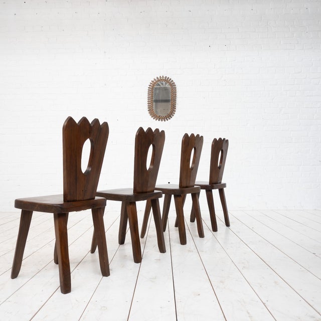 Brutalist Elm Chairs in the style of Olavi Hanninen, 1960s, Set of 4 For Sale - Image 10 of 11