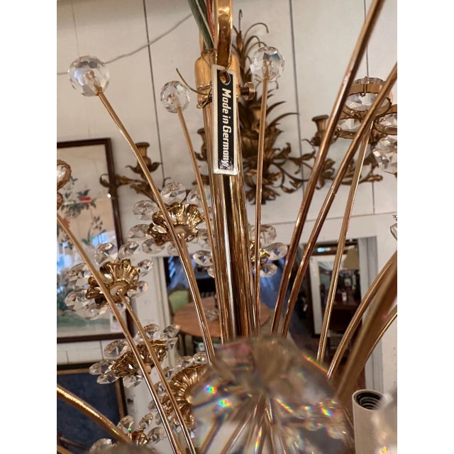 24 Carat Gold Plated & Crystal Flower Chandelier For Sale - Image 9 of 10