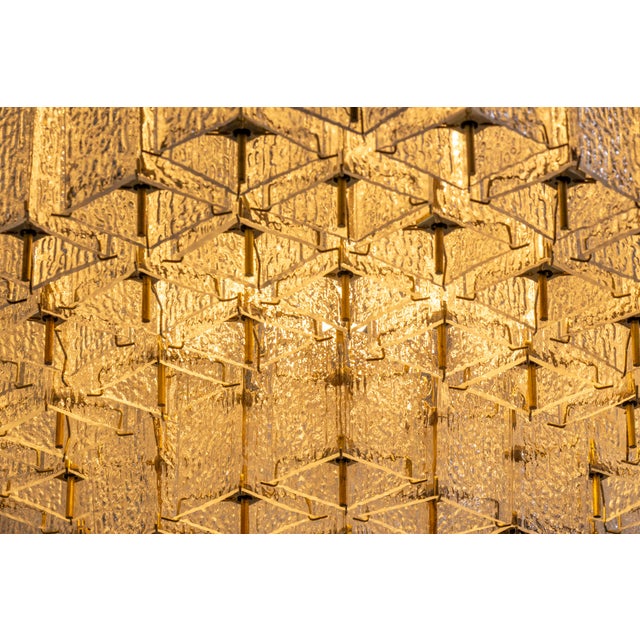 Bohemian Flush-Mount Light in Textured Glass & Brass, 1960s For Sale - Image 15 of 18