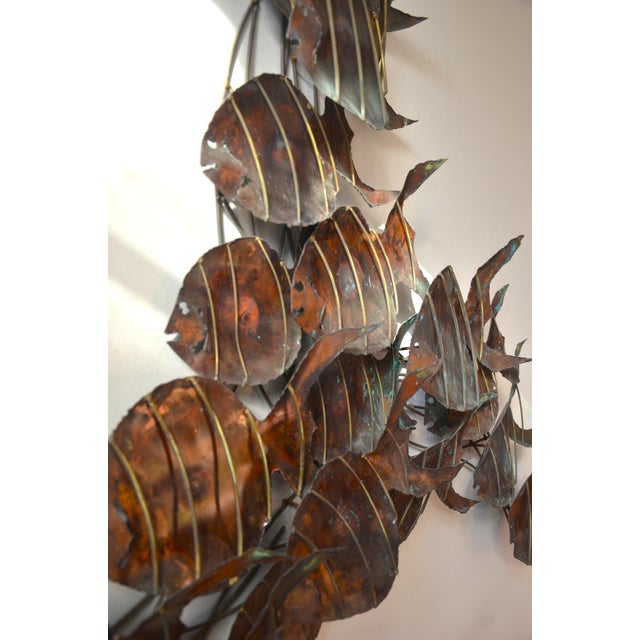 Mid 20th Century Brutalist Torched Metal School of Fish Wall Sculpture For Sale - Image 5 of 7