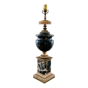 Late 19th Century French Neoclassical Bronze and Marble Column Urn Table Lamp