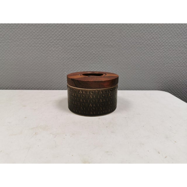 Ceramic Tobacco Jar with Rosewood Lid from JHQ, Denmark, 1960s For Sale - Image 9 of 17