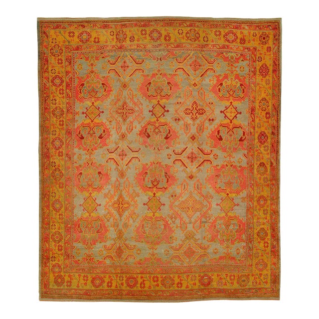 Antique Turkish Oushak Rug - 12'4'' X 14'5'' For Sale