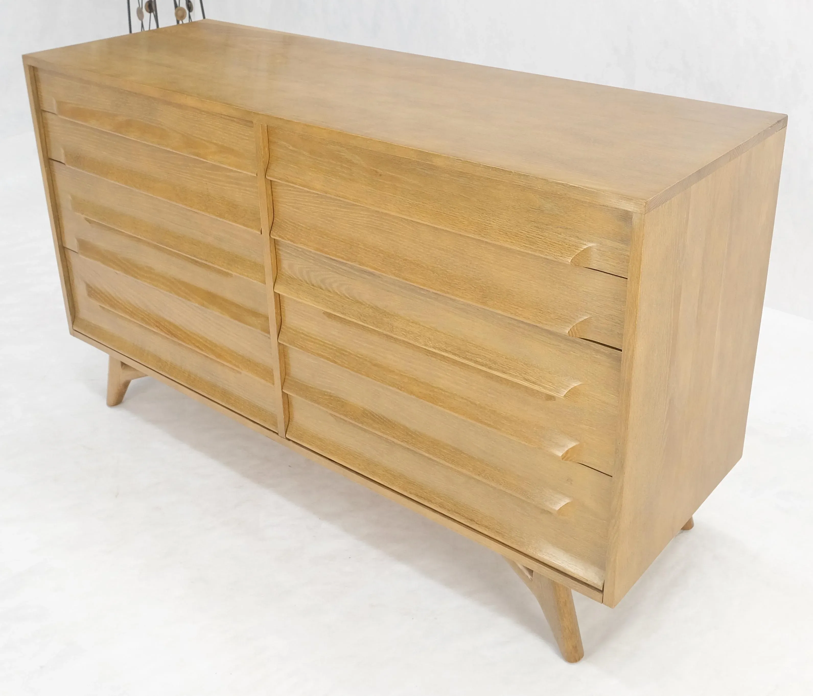 Jack Van Der Molen Solid Cerused Oak 8 Sculpted Drawers Credenza