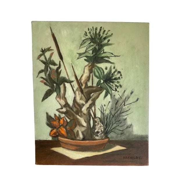 Textile Vintage Oil on Canvas Painting of Botanical Still Life, Signed Fredrick Childs For Sale - Image 7 of 7