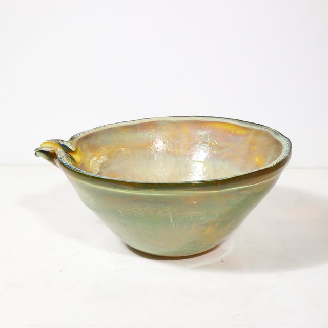 Mid-Century Modern Mid-Century Hand-Blown Opalene Murano Glass Centerpiece Bowl W/ Spout by Barbini For Sale - Image 3 of 18