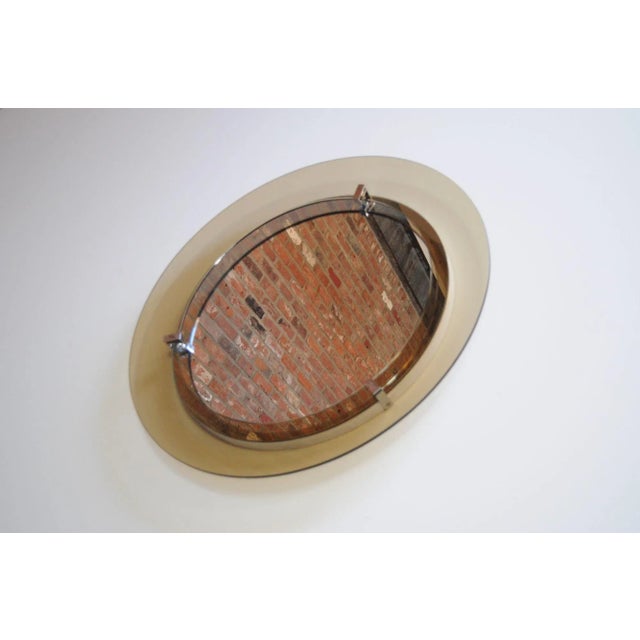 Italian Modernist Smoked Glass Circular Wall Mirror by Veca For Sale In New York - Image 6 of 12
