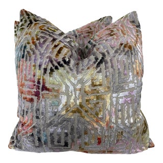 S. Harris "Bukhara Velvet" in Tropic 22" Pillows-A Pair For Sale