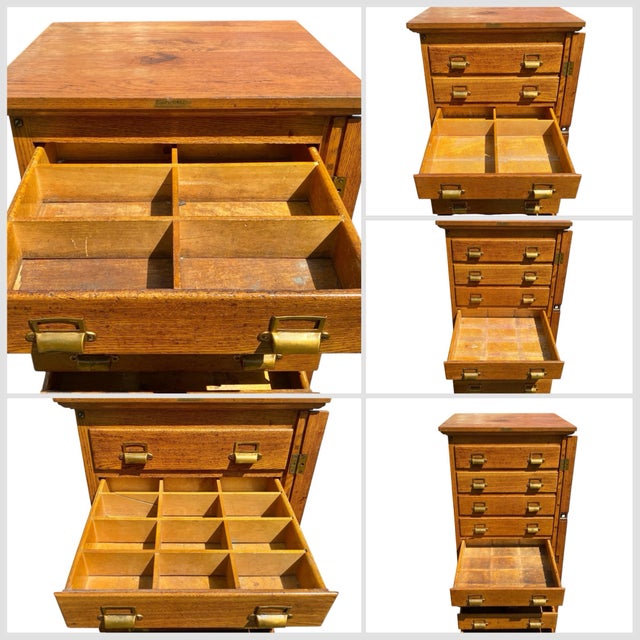 Brown Antique 10 Drawer Vertical Oak File Cabinet by Eh Sheldon For Sale - Image 8 of 12