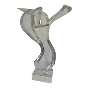 1970s Abstract Double Ribbon Lucite Sculpture
