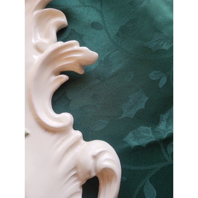 Ivory Majolica Ceramic Mirror by Carlo Corvi for La Farnesiana Parma, Italy, 1950 For Sale - Image 8 of 18