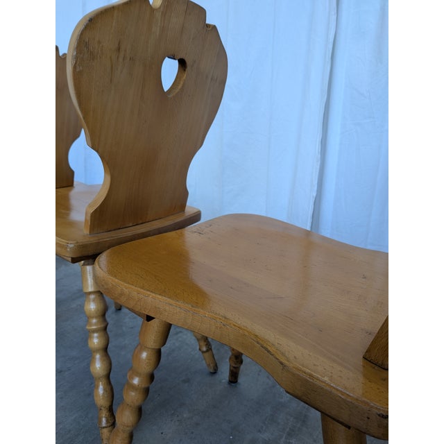 Vintage Tyrolean Farmhouse Heart Cutout Wooden Dining Chairs, 1970s, Set of 4 For Sale - Image 10 of 18