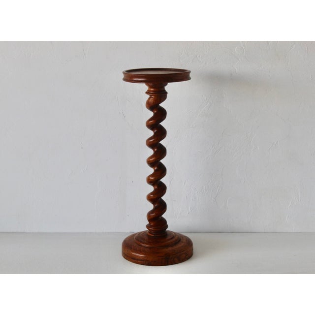 French Vintage French Style Barley Twist Wood Side Table Pedestal Mid-Century For Sale - Image 3 of 18