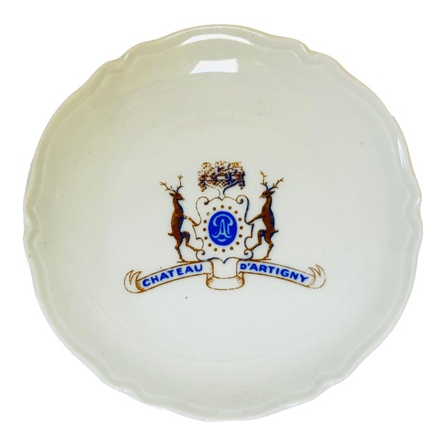 Porcelain Château D’Artigny Vide-Poche, Blue & Gilt, France, Circa 1960 For Sale