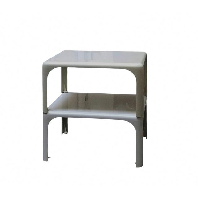 White Demetrio 45 Stackable Side Tables by Vico Magistretti for Artemide, Italy, 1970s, Set of 2, in Good conditions....