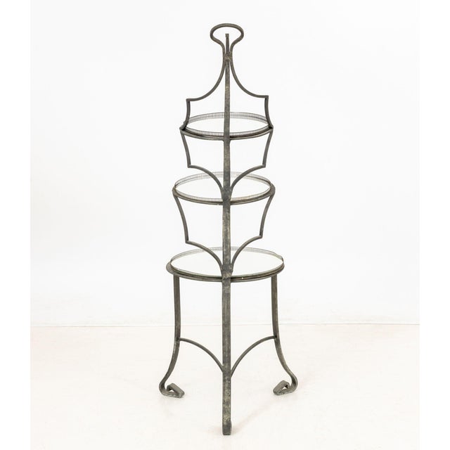 Gray French Wrought Iron Three-Tier Serving Stand For Sale - Image 8 of 8