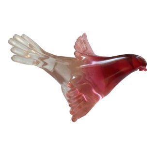 Murano Red With Gold Flakes Bird Attraction to Barbini For Sale