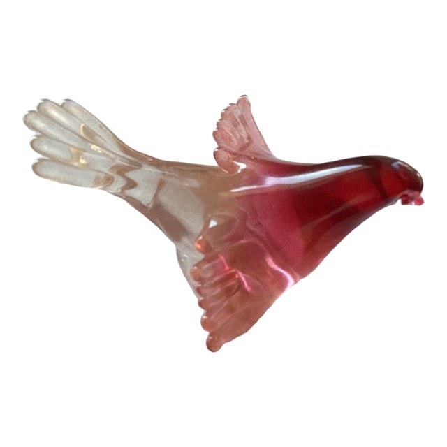 Murano Red With Gold Flakes Bird Attraction to Barbini For Sale