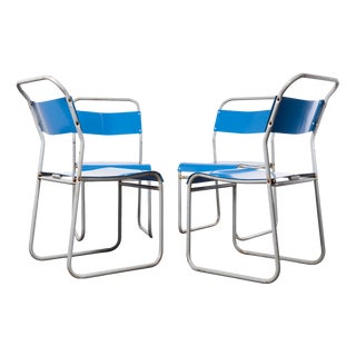 Tubular Metal Outdoor Dining Chairs from Pel Cox, 1950s, Set of 4 For Sale