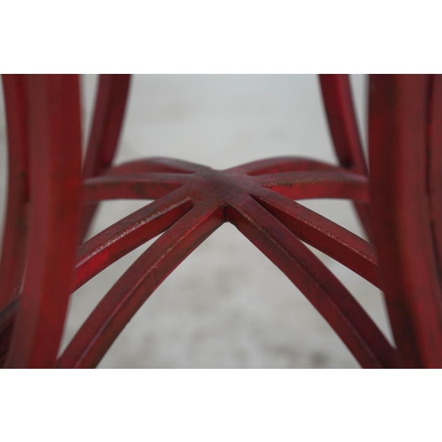 Pietra Dura Inlaid Marble Top Metal Base Round End Table For Sale - Image 9 of 12