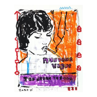 Cigarette Daydreams - Original Urban Pop Street Art Acrylic Painting on Posterboard For Sale