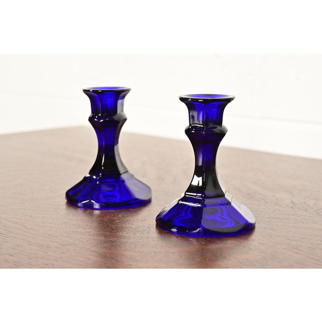 Mid-Century Modern Elsa Peretti for Tiffany & Co. Cobalt Blue Murano Glass Candlesticks, Pair For Sale - Image 3 of 10