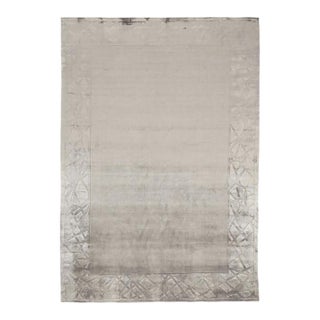 Rug & Kilim’s Modern Rug With Taupe Open Field and Silver-Gray Border For Sale