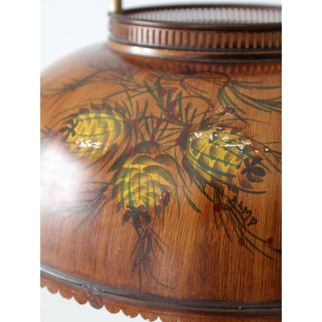 Mid 20th Century Vintage Faux Bois Floor Lamp With Hand Painted Pinecone Shade For Sale - Image 5 of 18