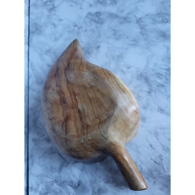 Wood Hand Carved Iroko Wood Partitioned Leaf Bowl For Sale - Image 7 of 11