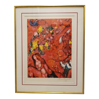 Vintage Marc Chagall "Striding Out" Signed and Numbered 113 of 225 Lithograph For Sale