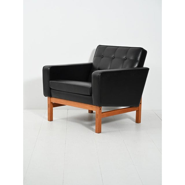 Swedish Armchair in Black Faux Leather from AB Futura, 1960s For Sale - Image 11 of 11