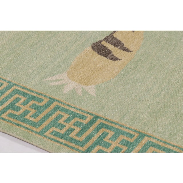 2010s Rug & Kilim’s Distressed Tiger Rug in Green With Beige and Brown Pictorial For Sale - Image 5 of 9