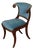 Regency Style Blue Velvet Upholstered Mahogany Klismos Chair For Sale