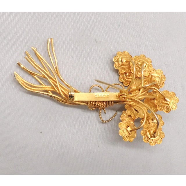1960s Vintage Signed Bijoux Cascio Italy Rhinestone Floral Spray Brooch For Sale In Philadelphia - Image 6 of 8