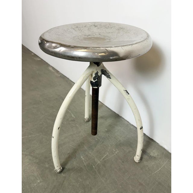 Silver Vintage Industrial Iron Stool, 1960s For Sale - Image 8 of 16