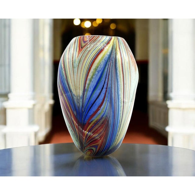 Glass Murano Multicolor Striped Cased Glass Vase, 1960s For Sale - Image 7 of 18