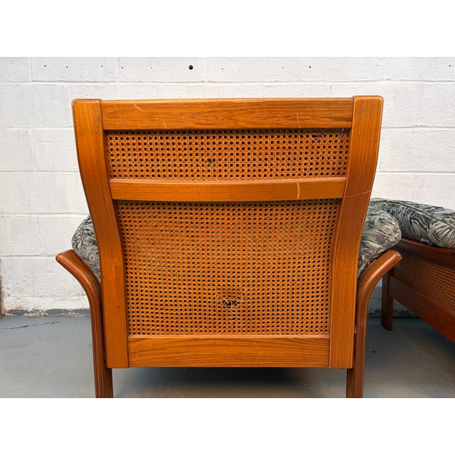 Vintage Modern Patterned Wood and Cane Lounge Chairs For Sale - Image 10 of 13