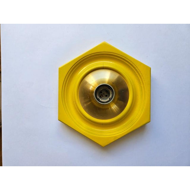 Mid-Century Yellow Ceiling Lamp, Italy, 1970s For Sale - Image 9 of 15