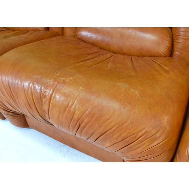 Sectional Sofa in Cognac Leather by Rossi Di Albizzate, Italy, 1970s, Set of 5 For Sale - Image 11 of 18