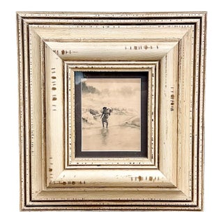 80s Santhal Girl Framed Watercolor Painting Indian India Village Scene Vintage For Sale