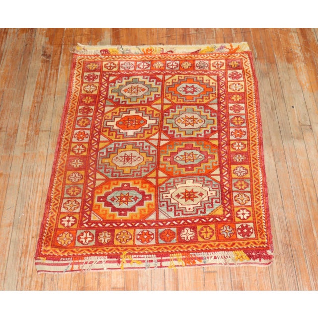 Orange Bright Orange Antique Turkish Bergama Rug For Sale - Image 8 of 18