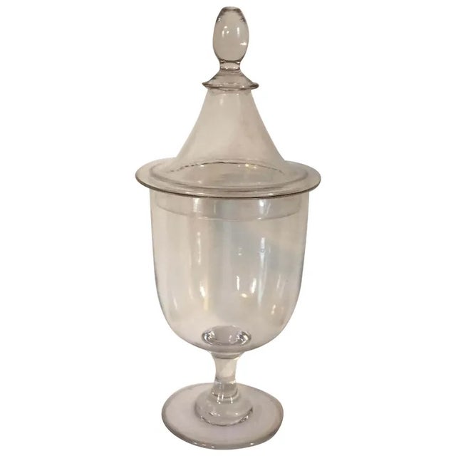 Antique 19th Century American Blown Glass Apothecary Vase Shaped Sucrier or Sugar Bowl Urn for Candy For Sale - Image 10 of 10