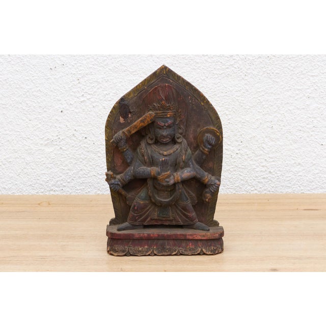 Carved & Painted Tibetan Wrathful Deity Sculpture For Sale In Los Angeles - Image 6 of 8