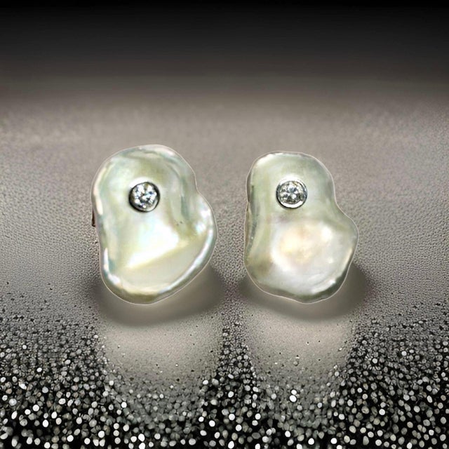 Diamond Fresh Water Pearl Cufflinks 14k Gold 0.45 TCW Designer Certified, Pair For Sale - Image 13 of 14
